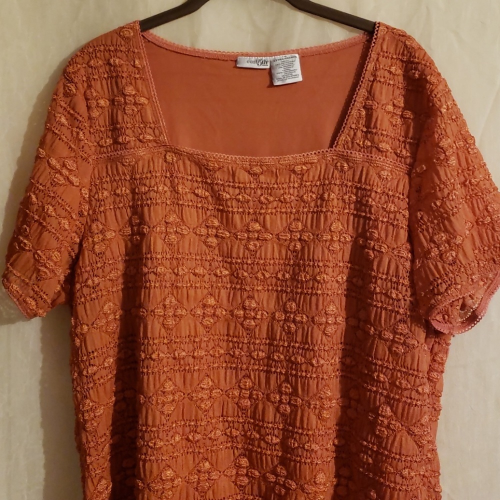 East 5th women textured orange casual shirt.
